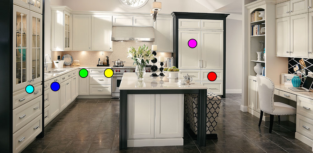 Image of Modern Kitchen Storage Options with Detailed Pop-up Information