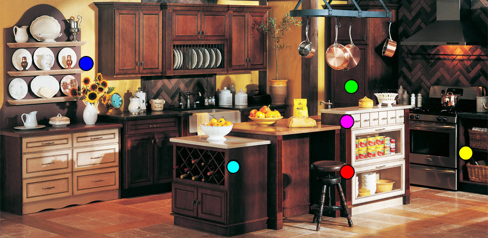 Image of Country Kitchen Storage Options with Detailed Pop-up Information